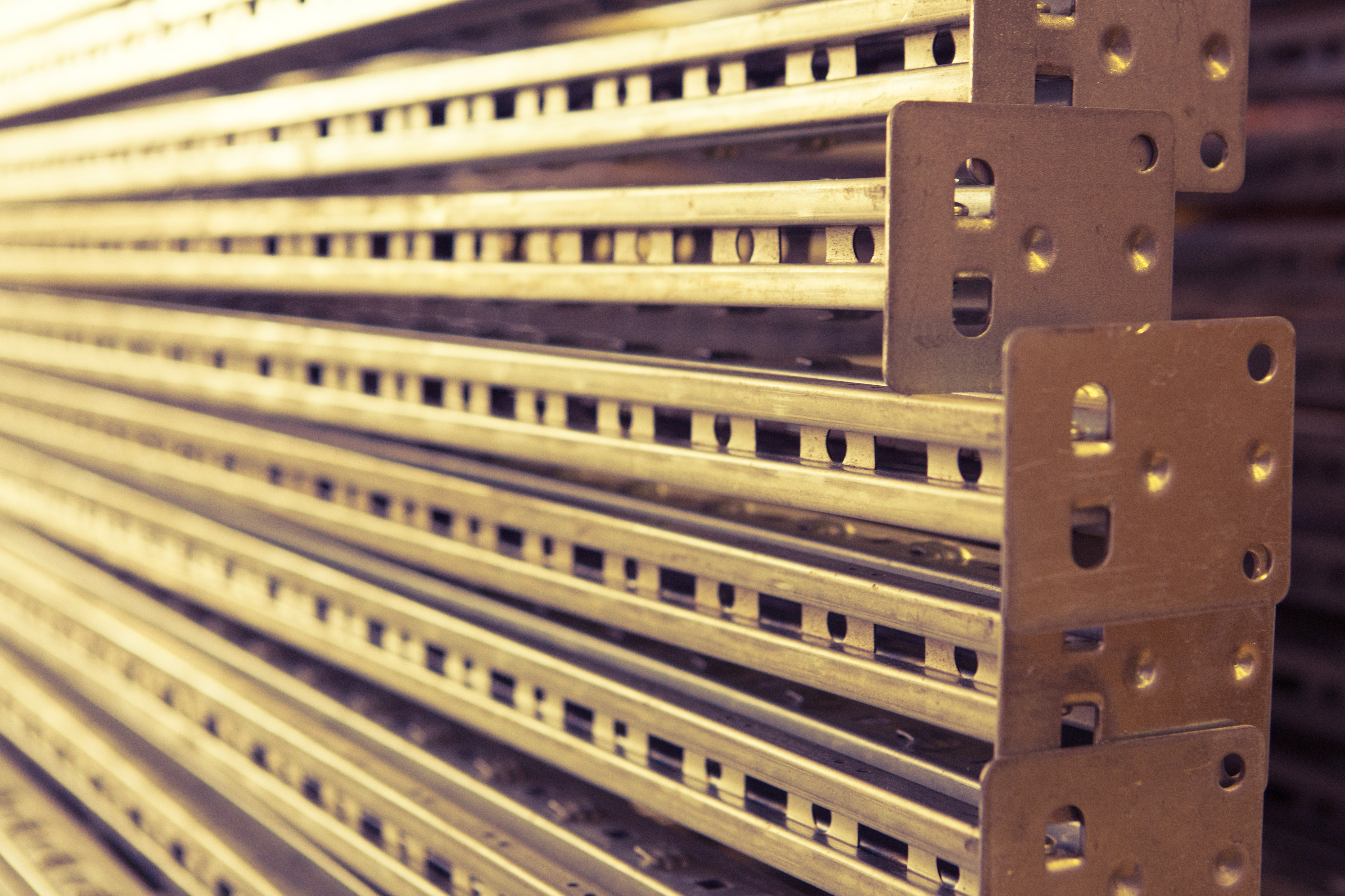 close up image of steel frame racking used in construction and infrastructure industries